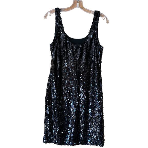 Frederick’s of Hollywood Black Sequin Mini Dress Size L Y2K Party Glam - Picture 2 of 5